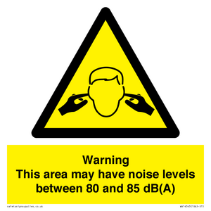 Warning Noise Levels in this area between 80 and 85 dB